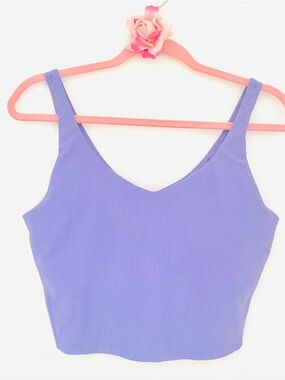 💕Pretty Purple Ribbed Crop Sports Bra SZ L